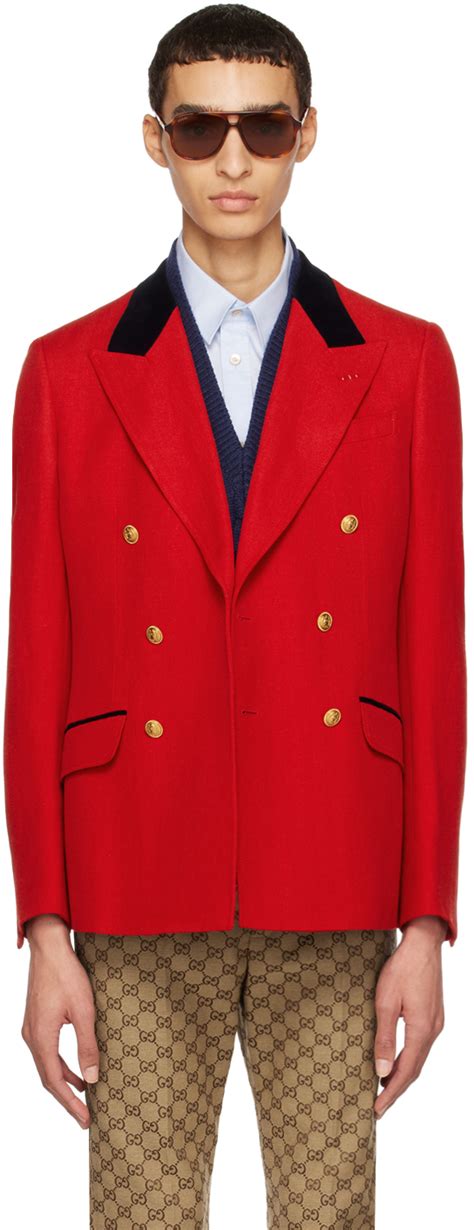 gucci red leather blazer|Gucci blazer second hand.